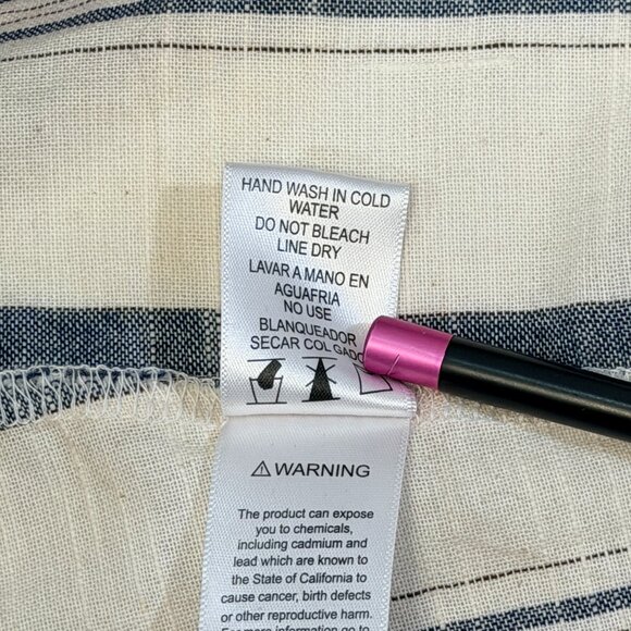 Love J Blue White Striped Crop Top L ¾ Sleeve Button Back Tie Nautical Chic Cool - Picture 12 of 12